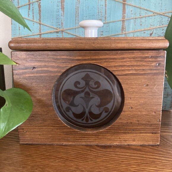 VTG Wooden  4" x 6" Recipe Card File Index Box Granny Core Retro 1970s-1980s - Picture 1 of 15